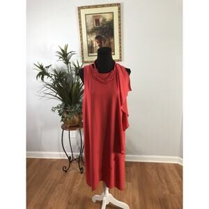 Muse Women Dresses 10 Red Sleeveless Keyhole Neck Pullover Boho Vacation Resort